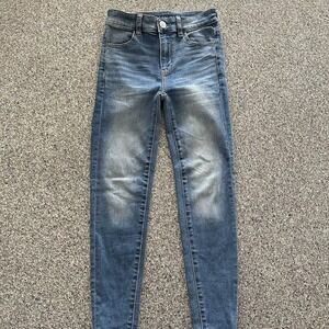 American Eagle Hi Rise Jegging Women's 0 X Short Next‎ Level Stretch Light Wash